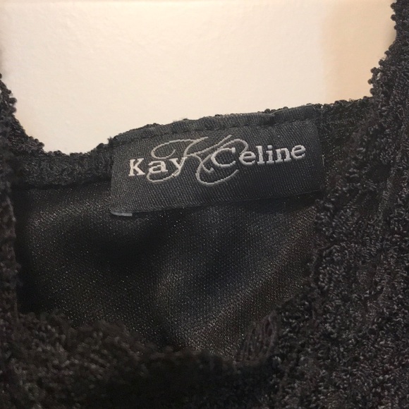 Kay Celine black lace stretch top small - Picture 2 of 3